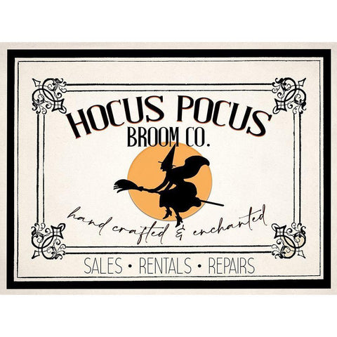 Hocus Pocus Broom CO v2 White Modern Wood Framed Art Print by Allen, Kimberly