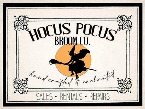 Hocus Pocus Broom CO v2 Black Ornate Wood Framed Art Print with Double Matting by Allen, Kimberly