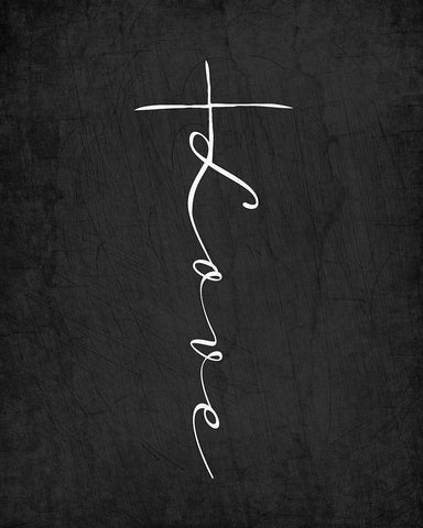 Love Cross White Modern Wood Framed Art Print with Double Matting by Allen, Kimberly