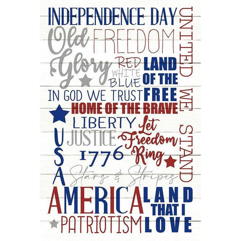 Independence Day White Modern Wood Framed Art Print by Allen, Kimberly