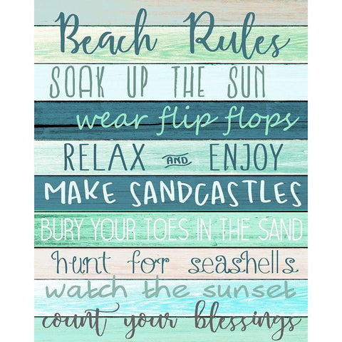 Beach Rules Gold Ornate Wood Framed Art Print with Double Matting by Allen, Kimberly