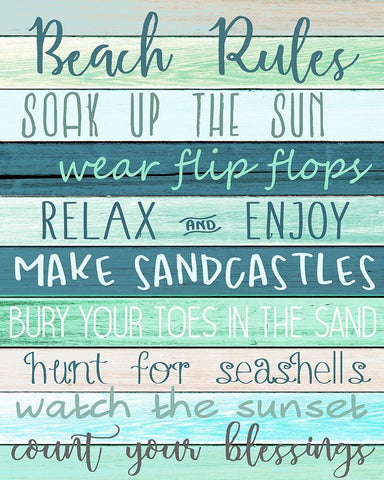 Beach Rules White Modern Wood Framed Art Print with Double Matting by Allen, Kimberly