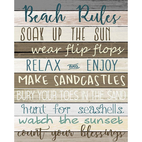 Beach Rules v2 White Modern Wood Framed Art Print by Allen, Kimberly