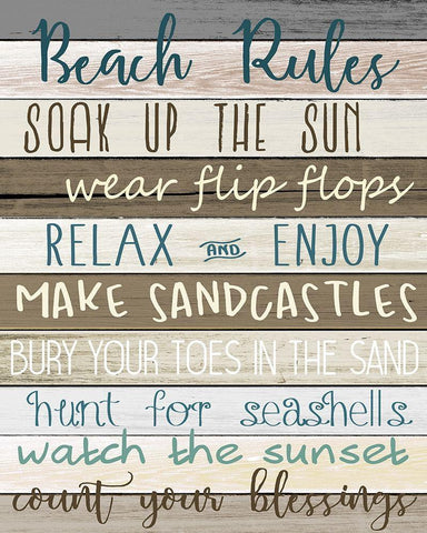 Beach Rules v2 White Modern Wood Framed Art Print with Double Matting by Allen, Kimberly