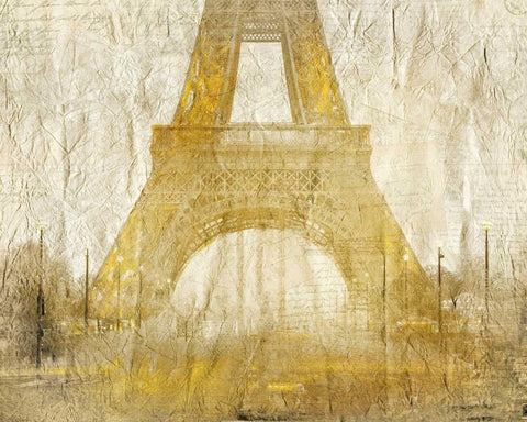 Eiffel Tower Gold White Modern Wood Framed Art Print with Double Matting by Allen, Kimberly