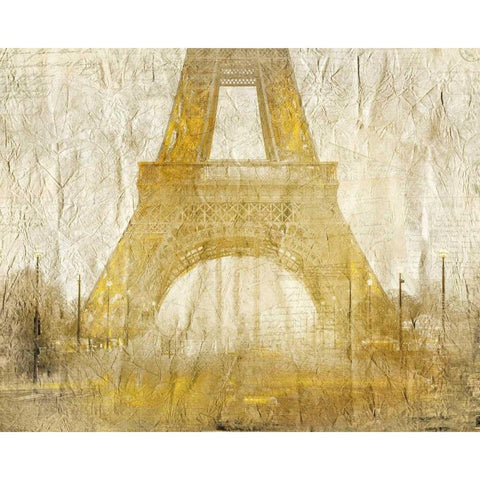 Eiffel Tower Gold White Modern Wood Framed Art Print by Allen, Kimberly