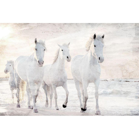 Beach Runners White Modern Wood Framed Art Print by Allen, Kimberly