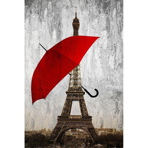 Paris Red White Modern Wood Framed Art Print by Allen, Kimberly