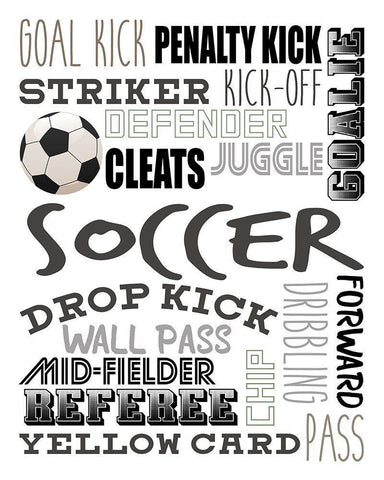 Soccer V2 White Modern Wood Framed Art Print with Double Matting by Allen, Kimberly