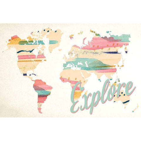 Explore Map Black Modern Wood Framed Art Print by Allen, Kimberly