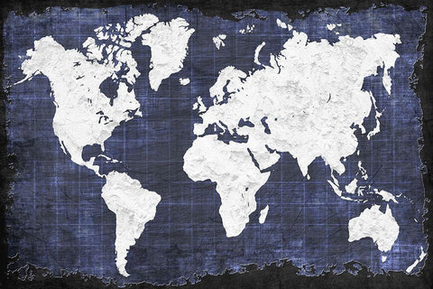 World Map White Modern Wood Framed Art Print with Double Matting by Allen, Kimberly