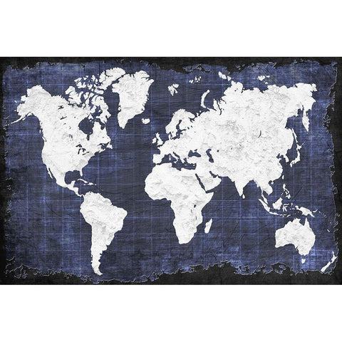 World Map Black Modern Wood Framed Art Print by Allen, Kimberly