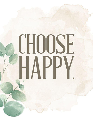 Choose Happy 1 White Modern Wood Framed Art Print with Double Matting by Allen, Kimberly
