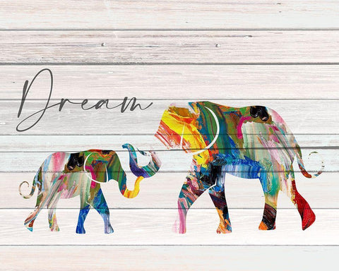 Dream Elephant White Modern Wood Framed Art Print with Double Matting by Allen, Kimberly