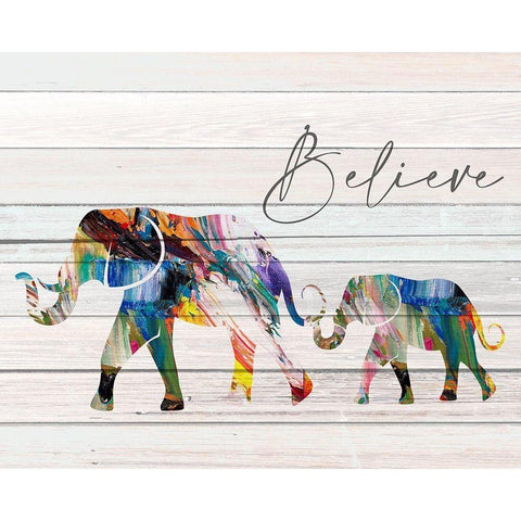Believe Elephant Black Modern Wood Framed Art Print by Allen, Kimberly