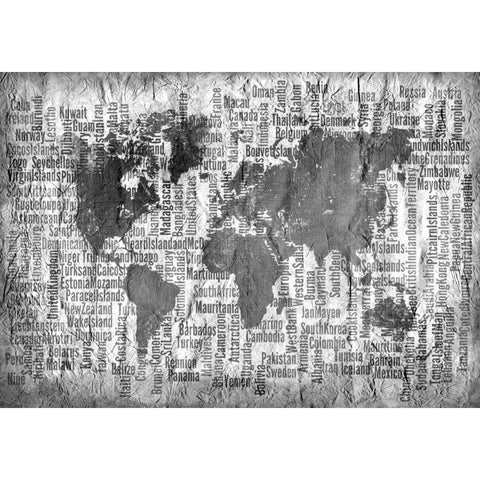 Map of the World Black and White Gold Ornate Wood Framed Art Print with Double Matting by Allen, Kimberly