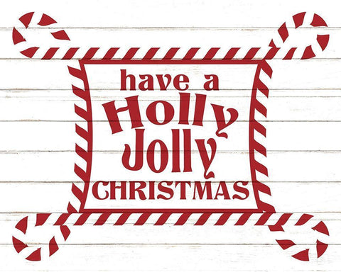 Holly Jolly Christmas White Modern Wood Framed Art Print with Double Matting by Allen, Kimberly