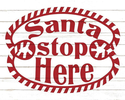 Santa Stop Here Black Ornate Wood Framed Art Print with Double Matting by Allen, Kimberly