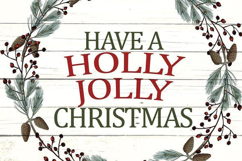 Holly Jolly White Modern Wood Framed Art Print with Double Matting by Allen, Kimberly
