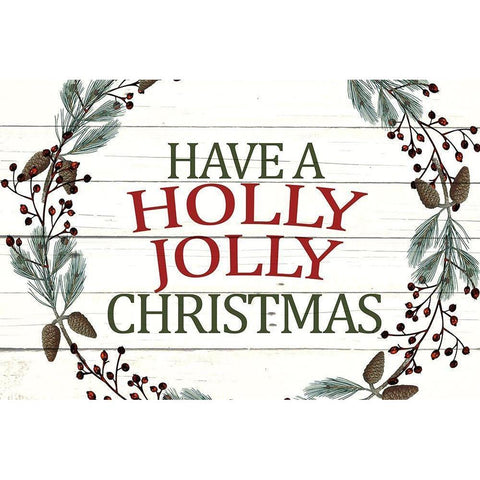 Holly Jolly Black Modern Wood Framed Art Print by Allen, Kimberly