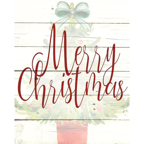 Merry Christmas Tree Black Modern Wood Framed Art Print by Allen, Kimberly