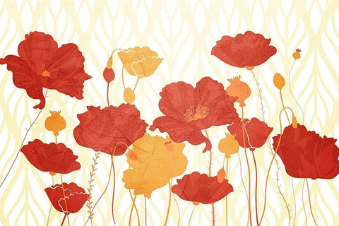 Spring Poppies White Modern Wood Framed Art Print with Double Matting by Allen, Kimberly