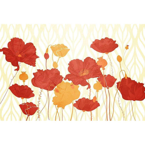Spring Poppies White Modern Wood Framed Art Print by Allen, Kimberly