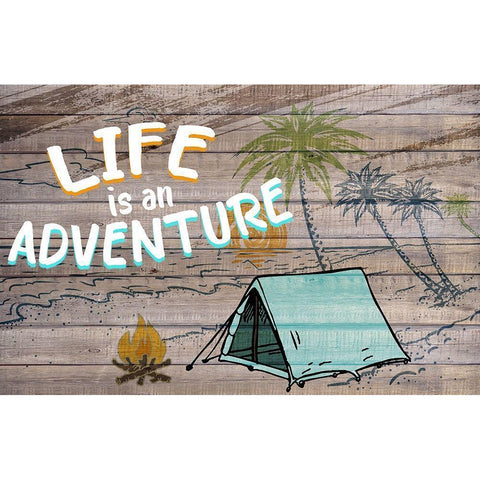 Life Camping Adventure White Modern Wood Framed Art Print by Allen, Kimberly