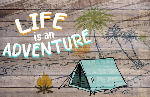 Life Camping Adventure White Modern Wood Framed Art Print with Double Matting by Allen, Kimberly