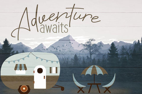 Roam Adventure Blue Black Ornate Wood Framed Art Print with Double Matting by Allen, Kimberly