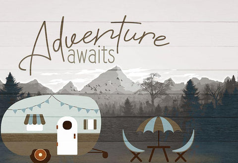 Roam Adventure White Modern Wood Framed Art Print with Double Matting by Allen, Kimberly