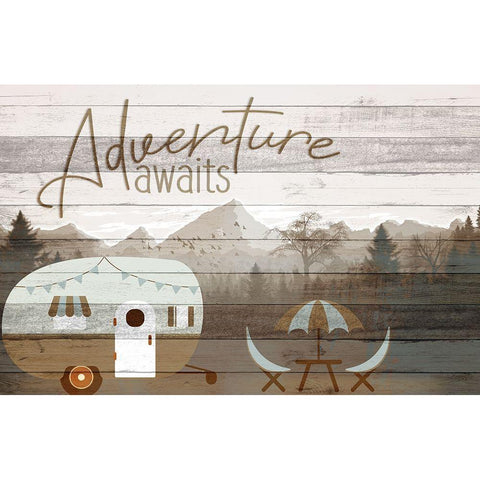 Roam Adventure Camper Black Modern Wood Framed Art Print with Double Matting by Allen, Kimberly