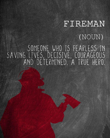 A Fireman White Modern Wood Framed Art Print with Double Matting by Allen, Kimberly