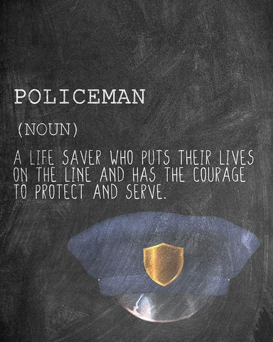 A Policeman White Modern Wood Framed Art Print with Double Matting by Allen, Kimberly