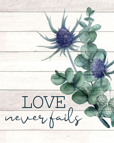 Love never Fails Thistle White Modern Wood Framed Art Print with Double Matting by Allen, Kimberly