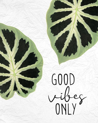 Good Vibes Leaves White Modern Wood Framed Art Print with Double Matting by Allen, Kimberly