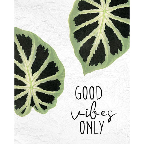 Good Vibes Leaves Gold Ornate Wood Framed Art Print with Double Matting by Allen, Kimberly