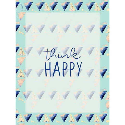 Think Happy Gold Ornate Wood Framed Art Print with Double Matting by Allen, Kimberly