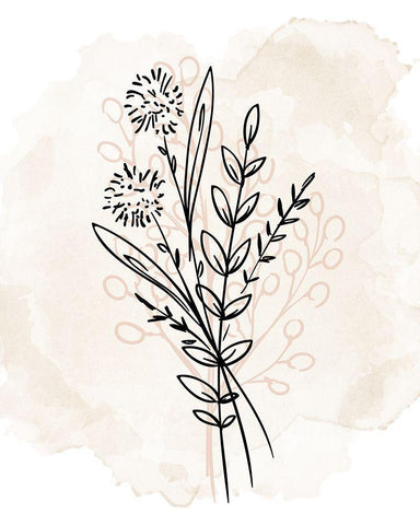 Floral Sketch 1 White Modern Wood Framed Art Print with Double Matting by Allen, Kimberly