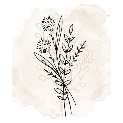 Floral Sketch 1 Black Modern Wood Framed Art Print by Allen, Kimberly