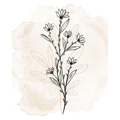 Floral Sketch 2 Black Modern Wood Framed Art Print with Double Matting by Allen, Kimberly