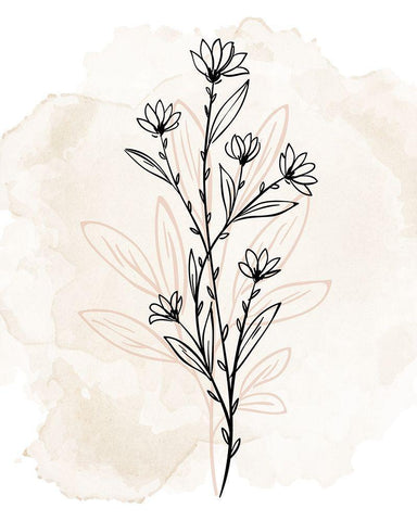 Floral Sketch 2 White Modern Wood Framed Art Print with Double Matting by Allen, Kimberly
