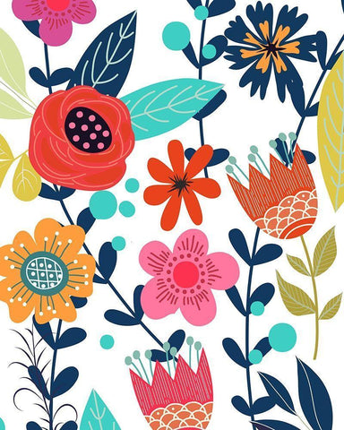 Colorful Floral 1 Black Ornate Wood Framed Art Print with Double Matting by Allen, Kimberly