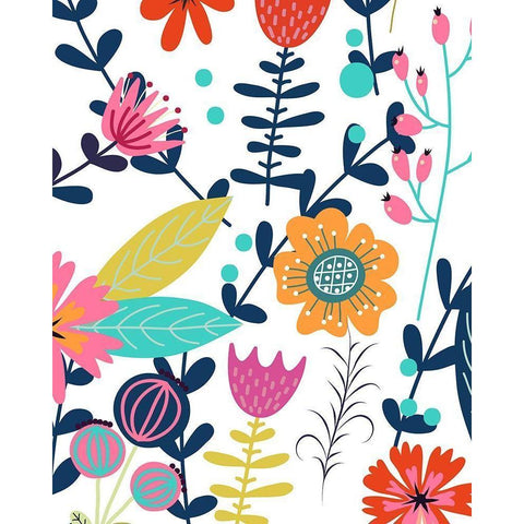 Colorful Floral 2 White Modern Wood Framed Art Print by Allen, Kimberly