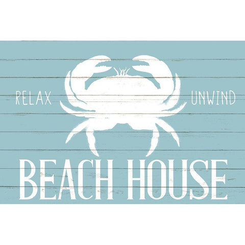 Beach House Crab Black Modern Wood Framed Art Print with Double Matting by Allen, Kimberly