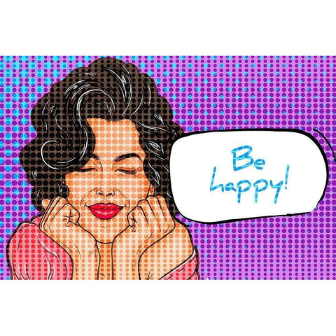 Be Happy 1 Black Modern Wood Framed Art Print with Double Matting by Allen, Kimberly