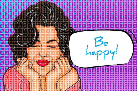 Be Happy 1 White Modern Wood Framed Art Print with Double Matting by Allen, Kimberly