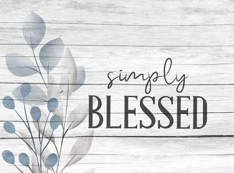 Simply Blessed Blue White Modern Wood Framed Art Print with Double Matting by Allen, Kimberly