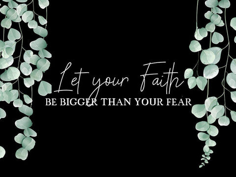 Faith Fear Eucalyptus White Modern Wood Framed Art Print with Double Matting by Allen, Kimberly