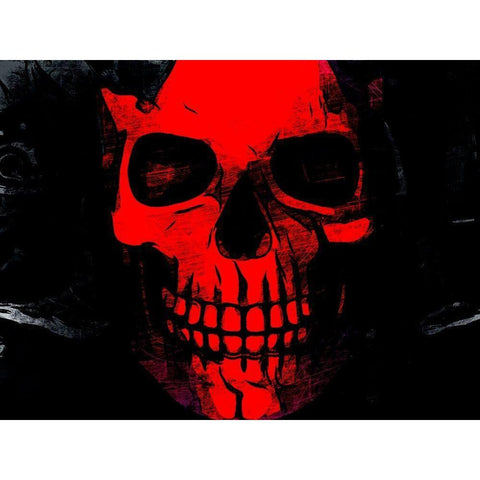 Red Skull White Modern Wood Framed Art Print by Allen, Kimberly